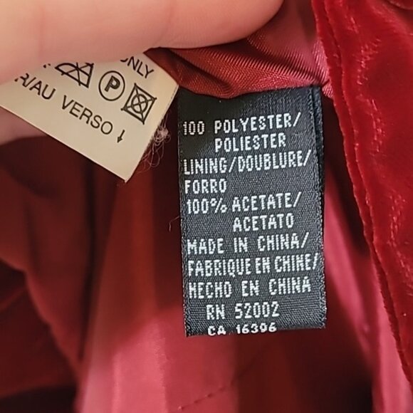 Vintage Liz Claiborne Women Velvet Blazer Jacket Size 4/S Red Pockets Button Up - Picture 9 of 14